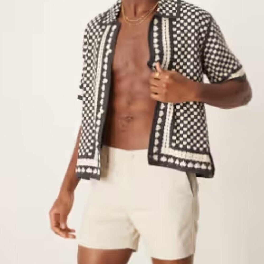 Men's asos Design Shorter Length Skinny Chino Shorts in Stone